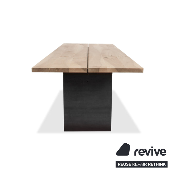 Mobimex TIX Zoom Dining Table Wood Walnut Raw Steel Base 260 x 100 cm