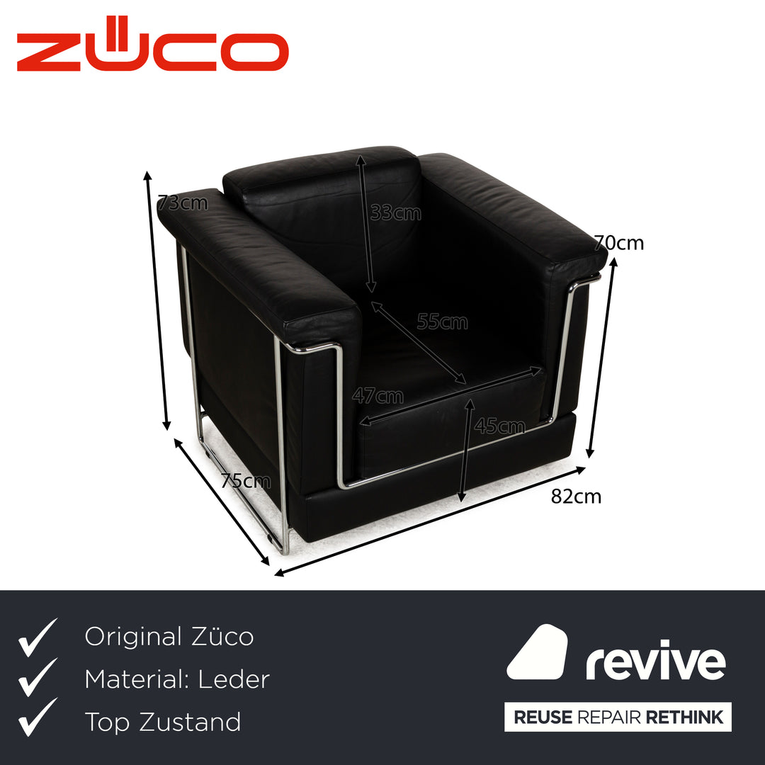 Züco Carat Leder Sessel Schwarz