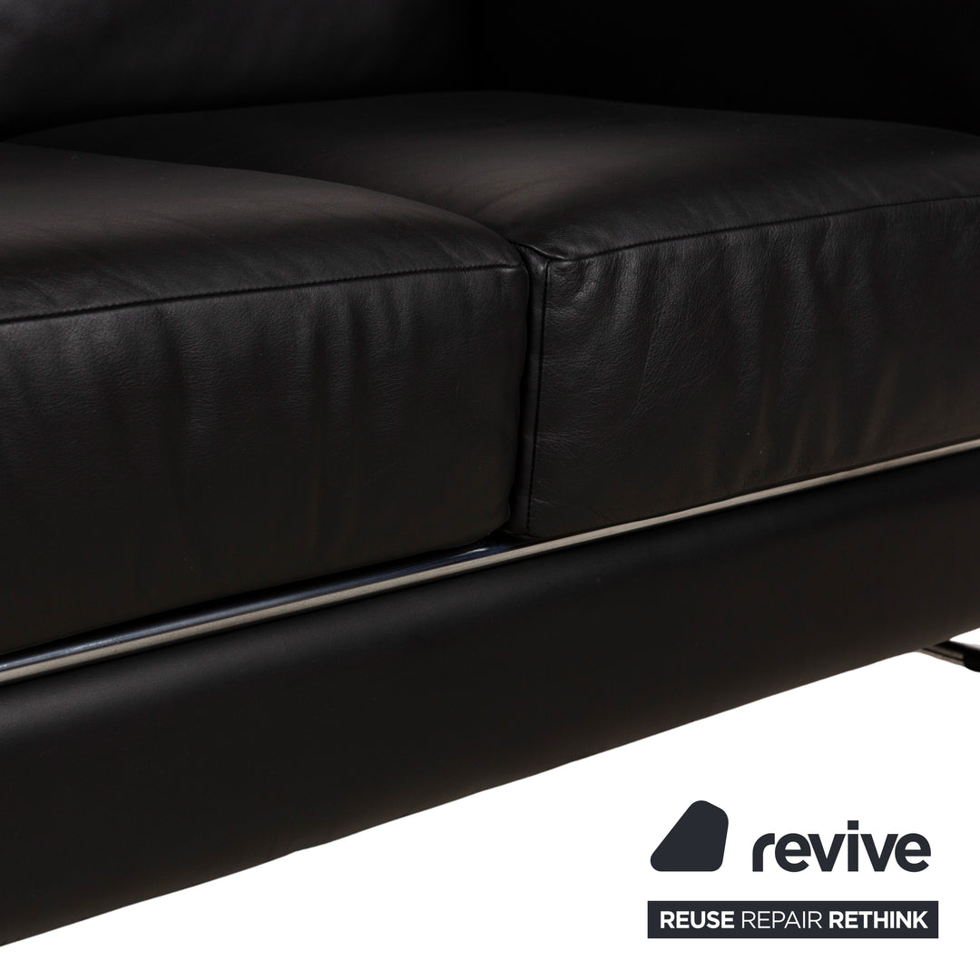 Züco Carat Leather Two-Seater Black Sofa Couch