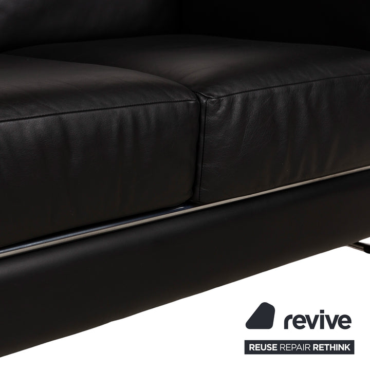 Züco Carat Leather Two-Seater Black Sofa Couch