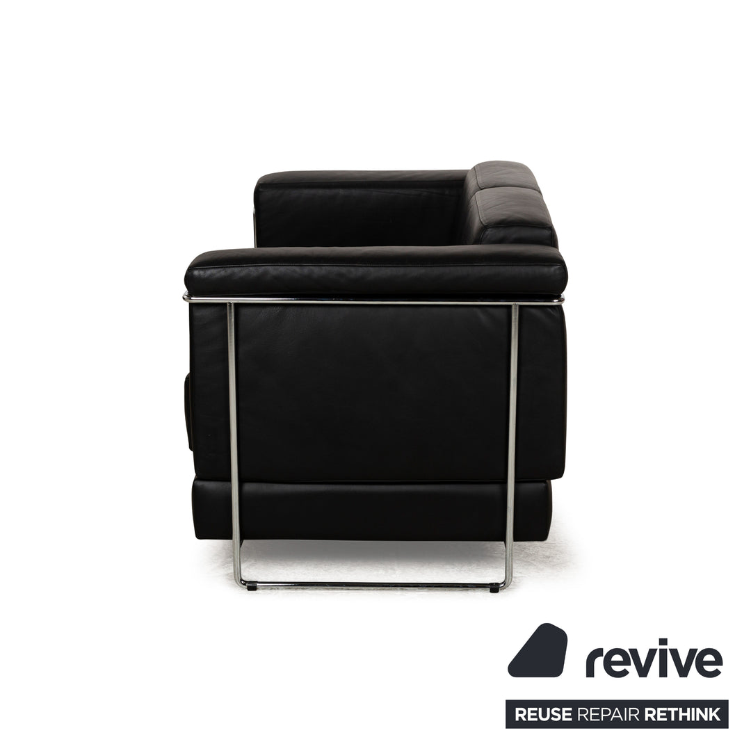 Züco Carat Leather Two-Seater Black Sofa Couch