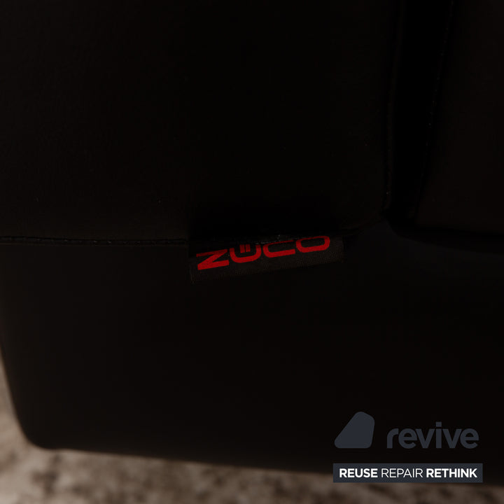 Züco Carat Leather Two-Seater Black Sofa Couch