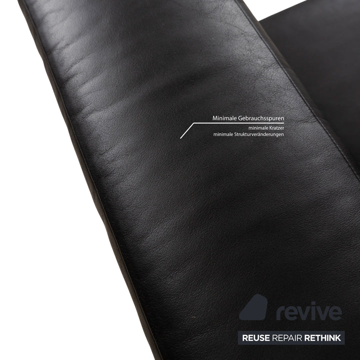 Züco Carat Leather Two-Seater Black Sofa Couch