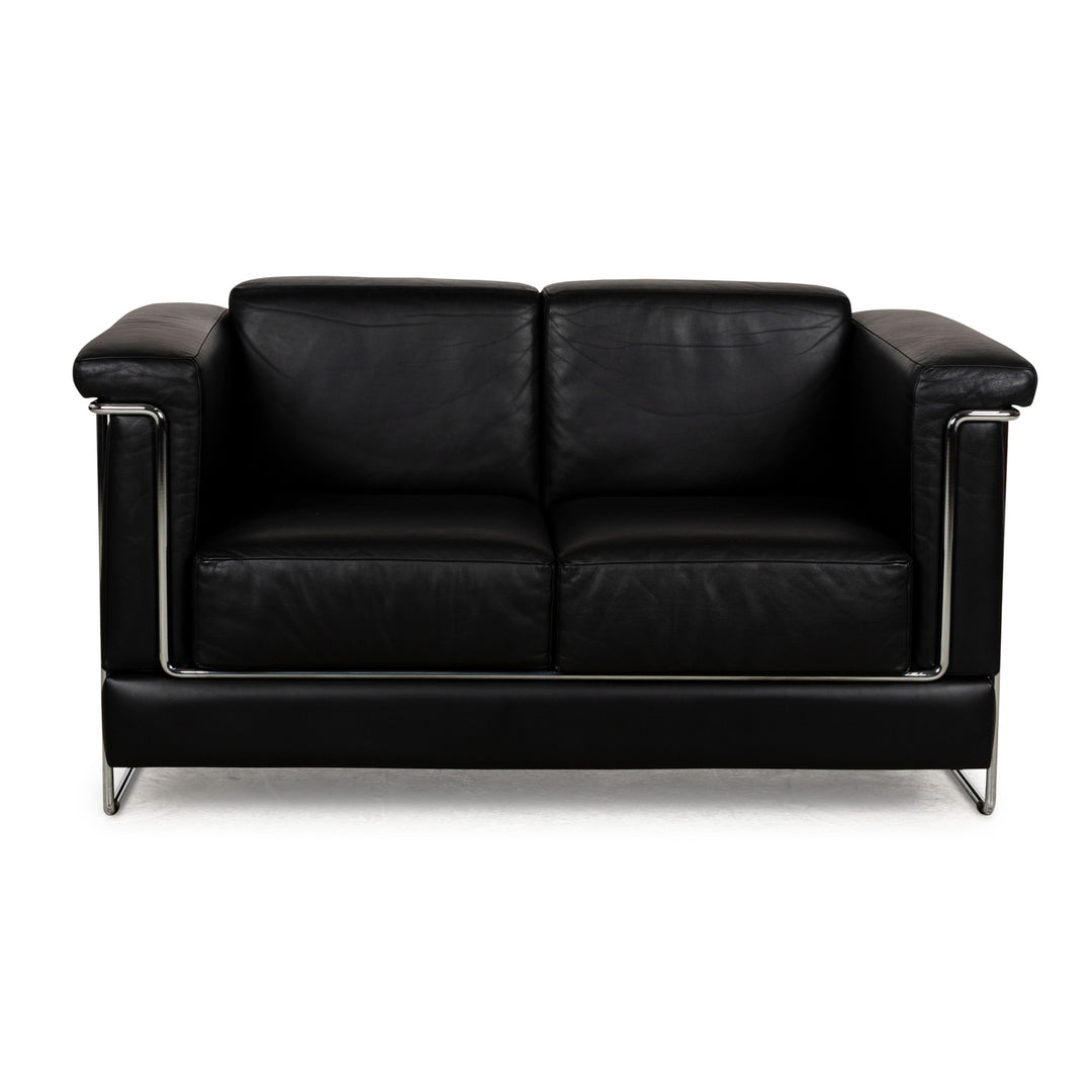 Züco Carat Leather Two-Seater Black Sofa Couch