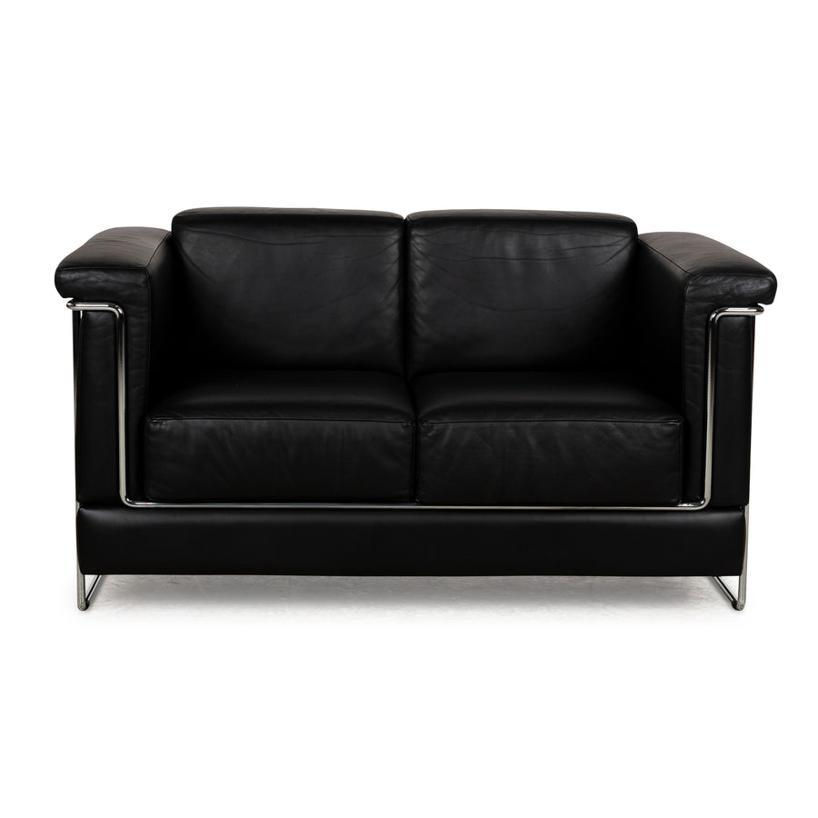 Züco Carat Leather Two-Seater Black Sofa Couch