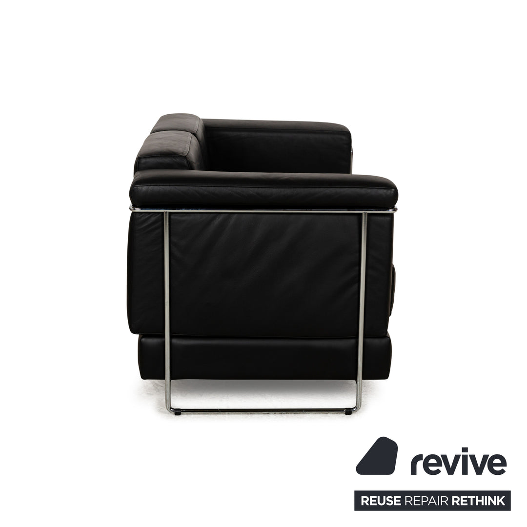 Züco Carat Leather Two-Seater Black Sofa Couch