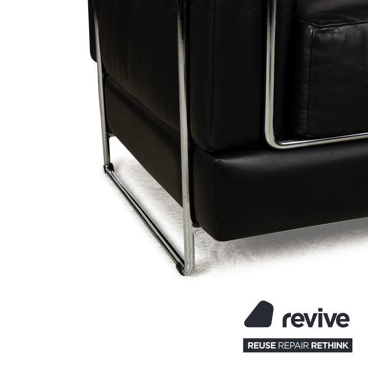 Züco Carat Leather Two-Seater Black Sofa Couch