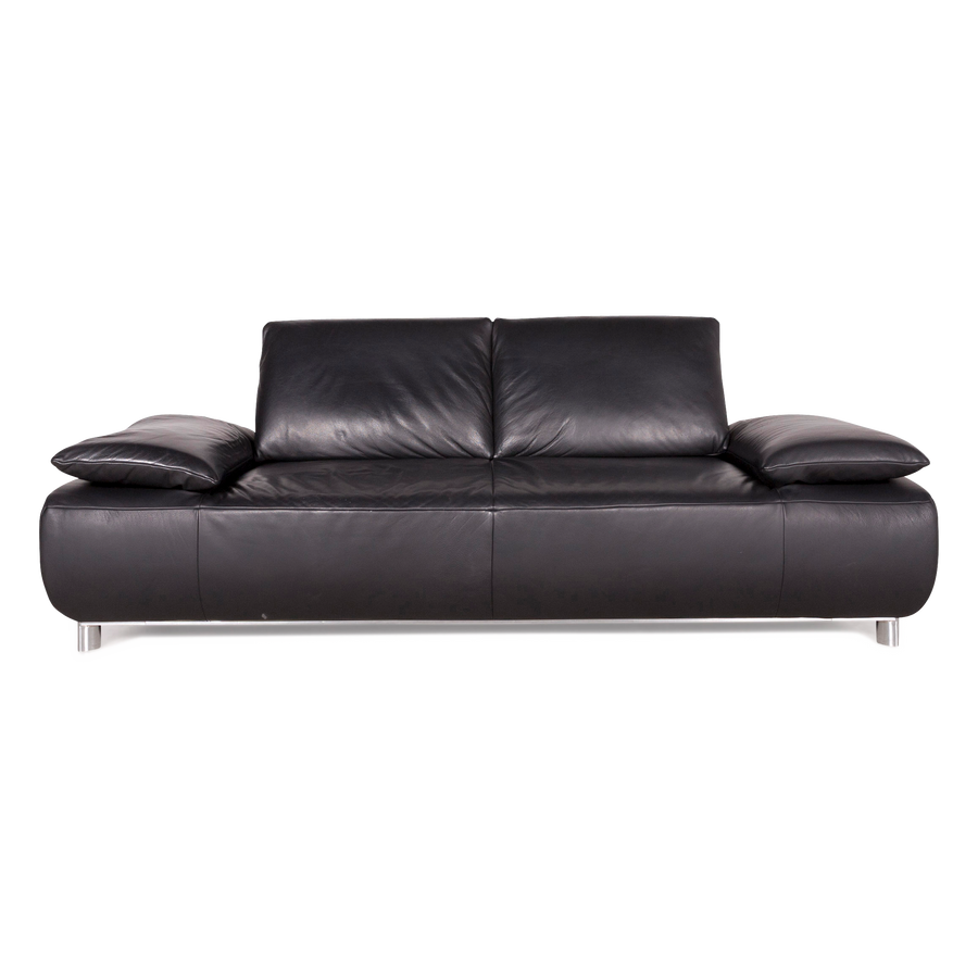 Koinor Volare Designer Leder Sofa Schwarz Zweisitzer Echtleder Couch #8189