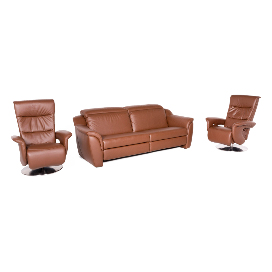 Himolla Designer Leather Sofa Armchair Garnutr Brown Genuine Leather Three Seater Couch #8854