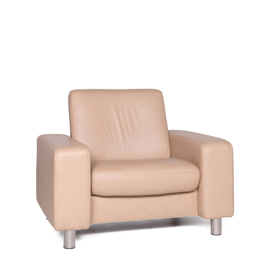 Stressless Designer Leather Armchair Beige Genuine Leather Chair #8608