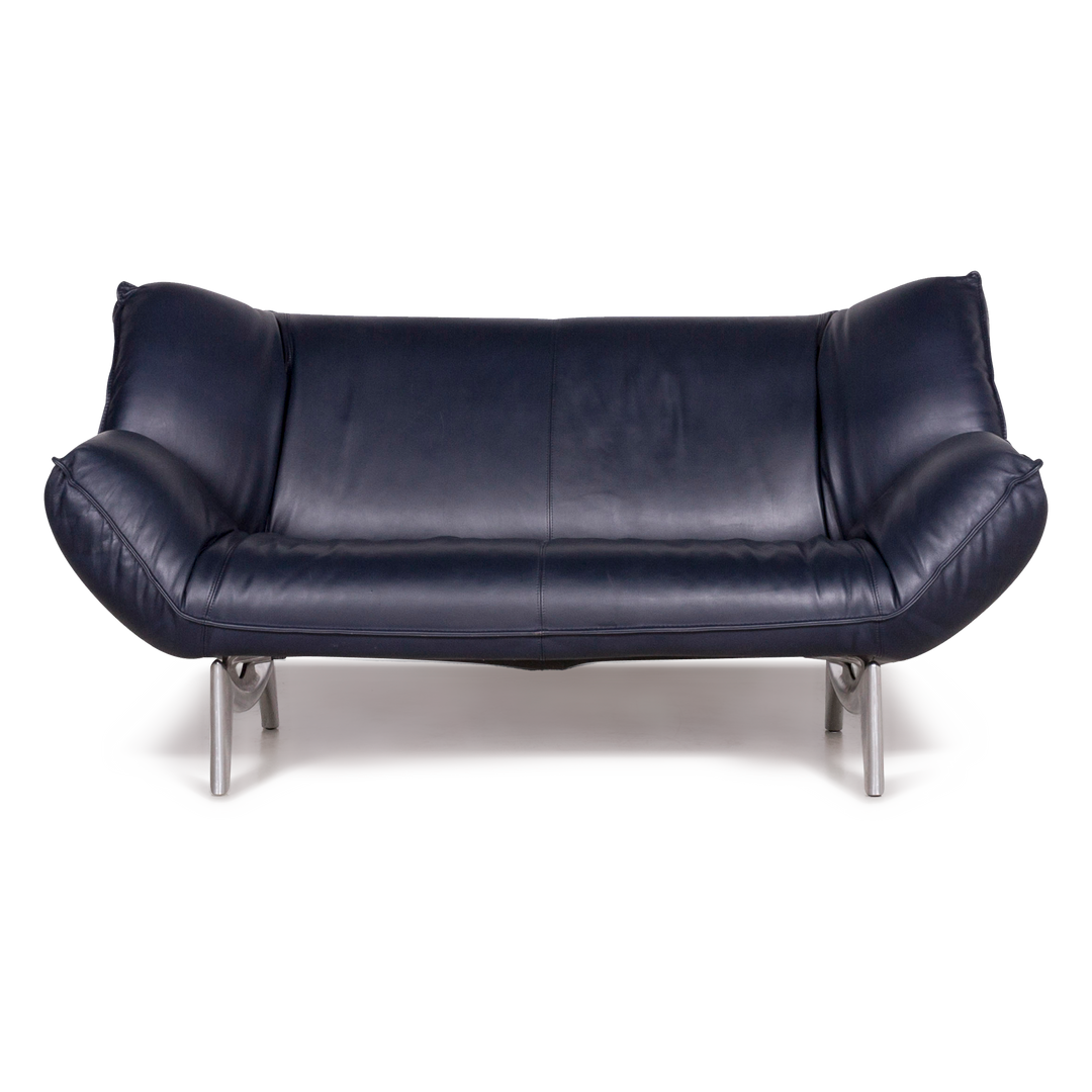 Leolux Tango Leder Sofa Blau Echtleder Zweisitzer Couch #7177