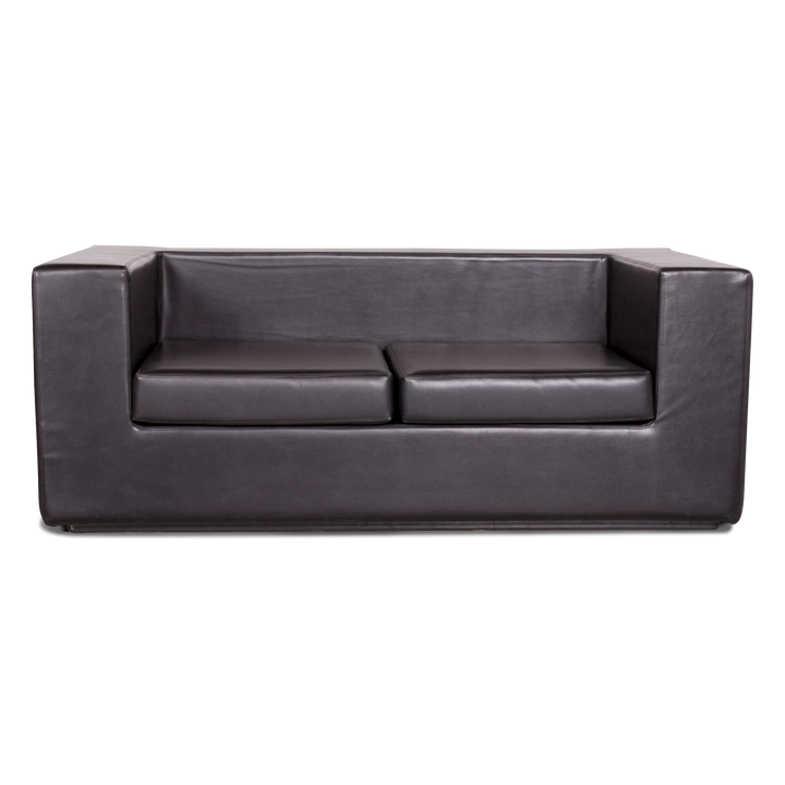 Zanotta Throw Away Designer Leder Sofa Schwarz by Willie Landels Echtleder Zweisitzer Couch #7488