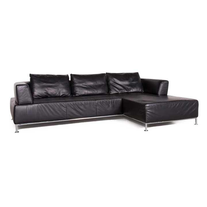 Ewald Schillig designer leather sofa black genuine leather three-seater #8009