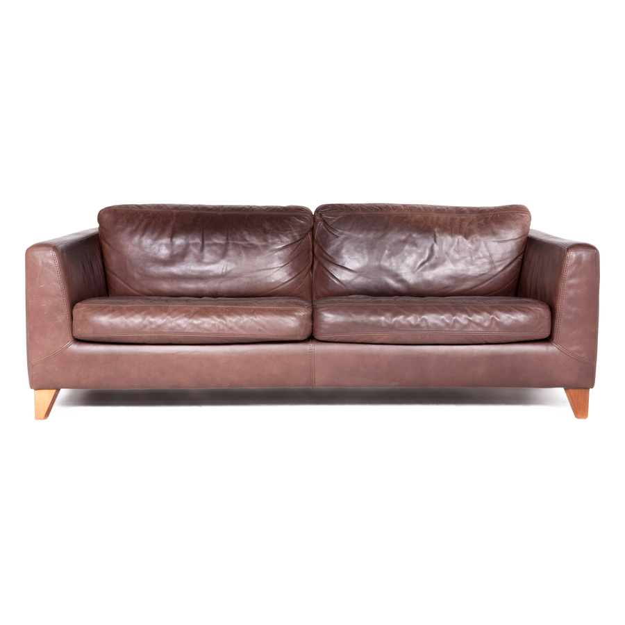 Machalke Pablo designer leather sofa brown real leather three-seater couch #8545