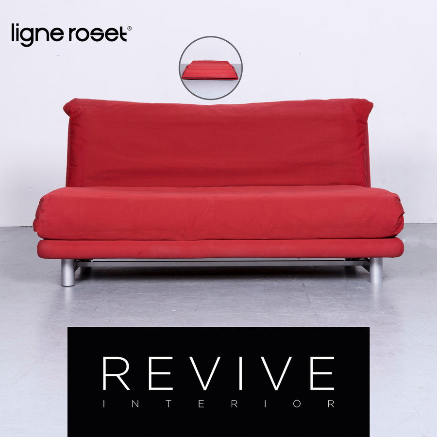 Ligne Roset Multy Designer Fabric Sofa Red Three Seater Couch Feature #6386