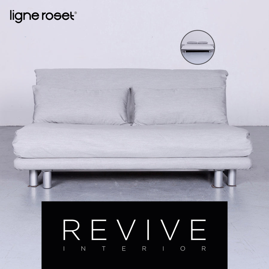 ligne roset Multy Designer Fabric Sofa Gray Three Seater Couch #5678