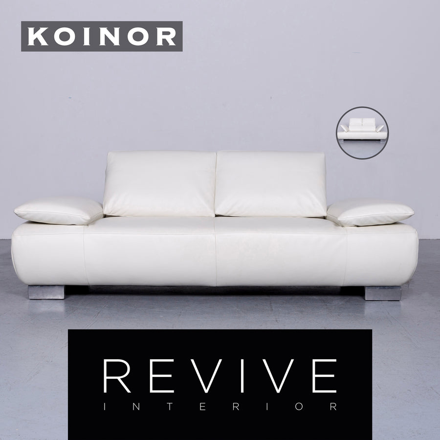 Koinor Volare Designer Leather Sofa White Genuine Leather Couch #6481