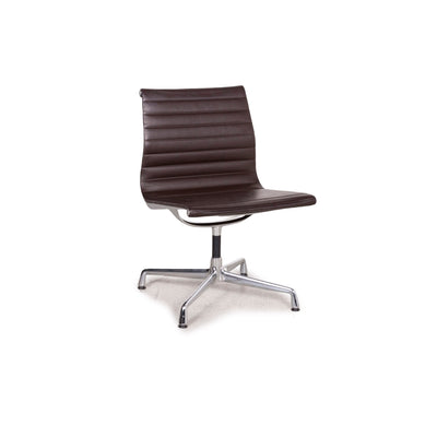 Vitra EA 105 Designer Leder Stuhl Braun Echtleder Sessel by Charles & Ray Eames #7839