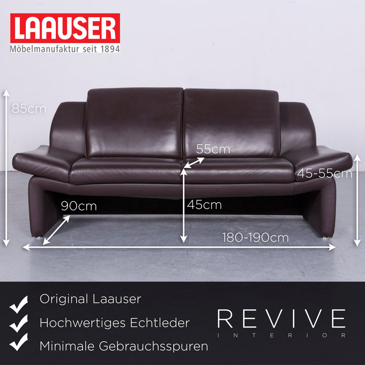 Laauser Designer Leder Sofa Garnitur Braun Echtleder Dreisitzer Zweisitzer Sessel Couch #6551