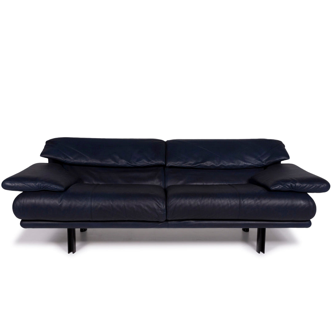 B&B Italia Alanda Leder Sofa by Paolo Piva Blau Dreisitzer #11262