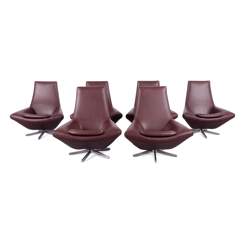 JORI Designer Lederoptik Kunstleder Sessel Garnitur Bordeaux Drehstuhl 