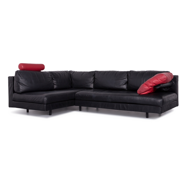 B&B Italia Designer Leder Ecksofa Schwarz Echtleder Sofa Couch #6845