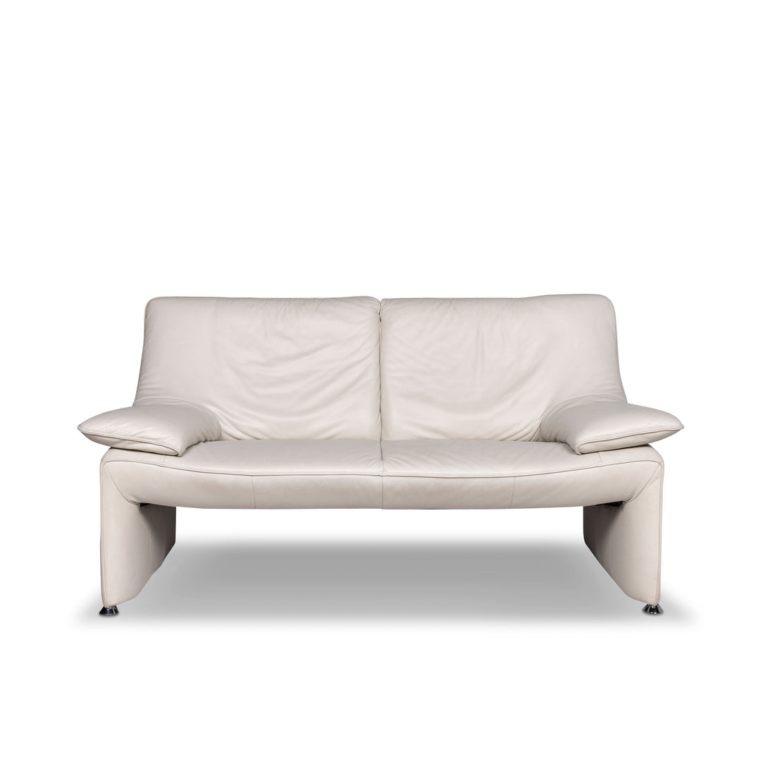 Laauser Flair Leder Sofa Grauweiß Zweisitzer Couch #9405