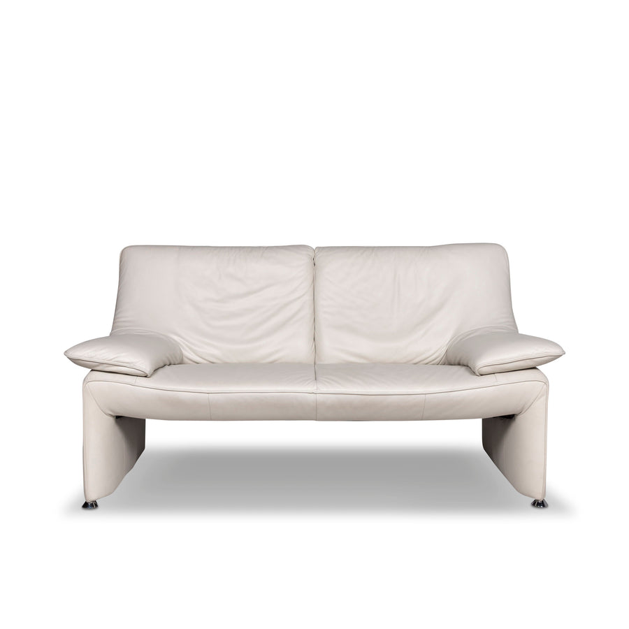 Laauser Flair leather sofa grey-white two-seater couch #9405