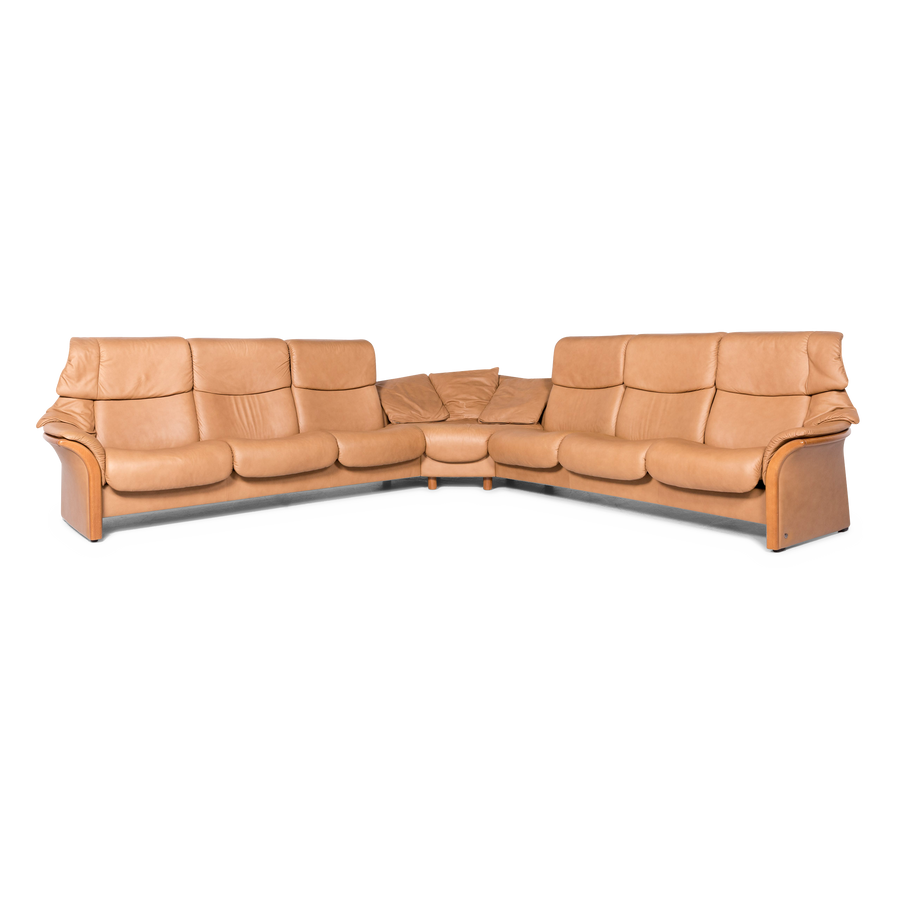 Stressless Eldorado Leather Corner Sofa Beige Real Leather Sofa Couch #8847