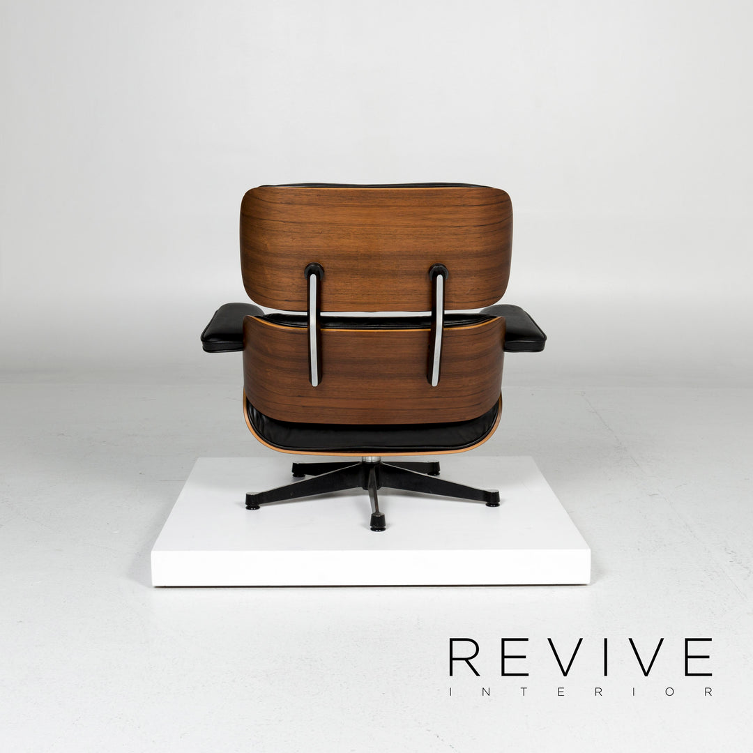 Vitra Eames Lounge Chair Leather Armchair Black incl. Stool Rosewood Wood Club Chair #10782