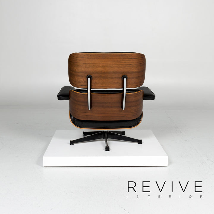 Vitra Eames Lounge Chair Leather Armchair Black incl. Stool Rosewood Wood Club Chair #10782