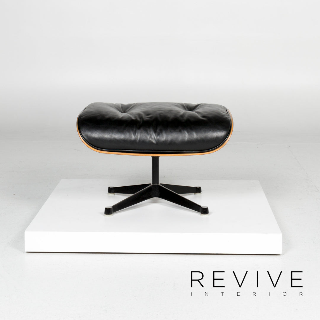 Vitra Eames Lounge Chair Leather Armchair Black incl. Stool Rosewood Wood Club Chair #10782