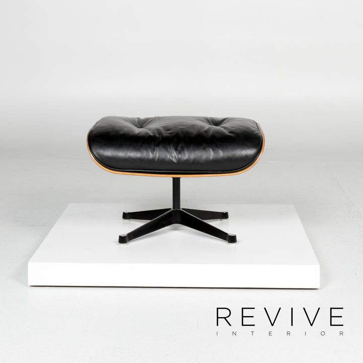 Vitra Eames Lounge Chair Leather Armchair Black incl. Stool Rosewood Wood Club Chair #10782