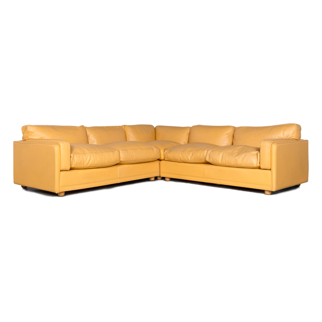 Poltrona Frau Leder Ecksofa Gelb Echtleder Sofa Couch #7132