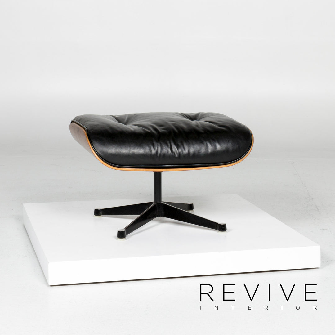 Vitra Eames Lounge Chair Leather Armchair Black incl. Stool Rosewood Wood Club Chair #10782