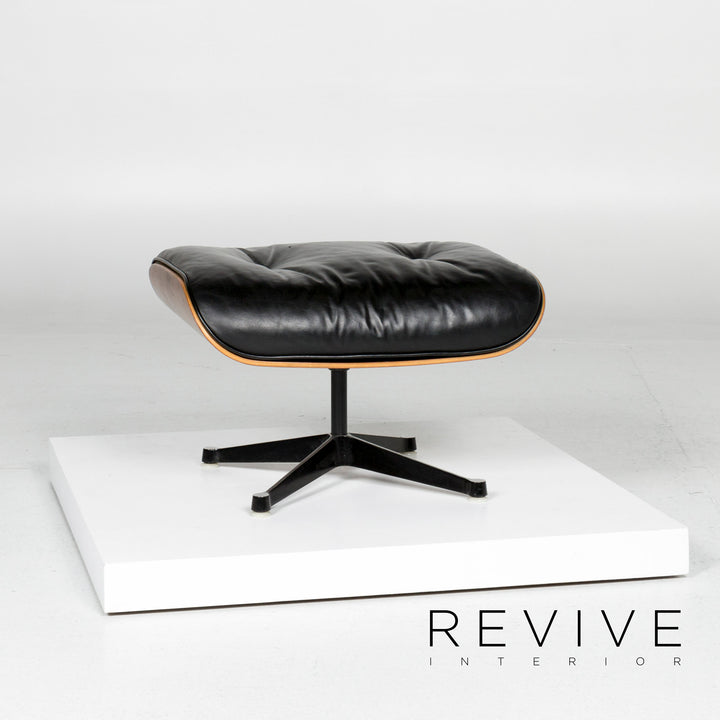 Vitra Eames Lounge Chair Leather Armchair Black incl. Stool Rosewood Wood Club Chair #10782