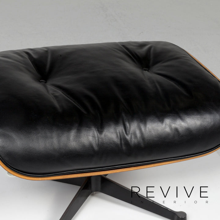 Vitra Eames Lounge Chair Leather Armchair Black incl. Stool Rosewood Wood Club Chair #10782