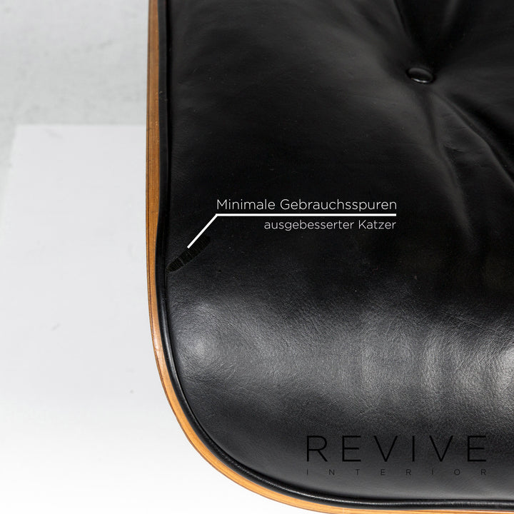 Vitra Eames Lounge Chair Leather Armchair Black incl. Stool Rosewood Wood Club Chair #10782