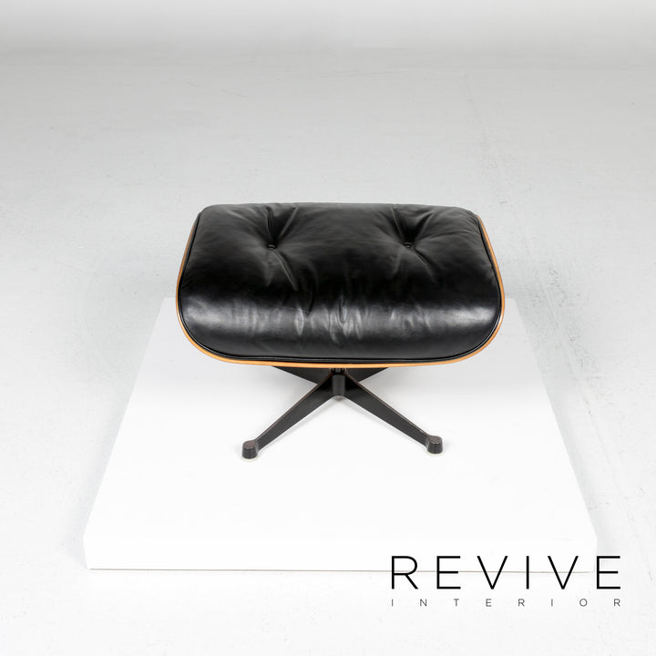 Vitra Eames Lounge Chair Leather Armchair Black incl. Stool Rosewood Wood Club Chair #10782