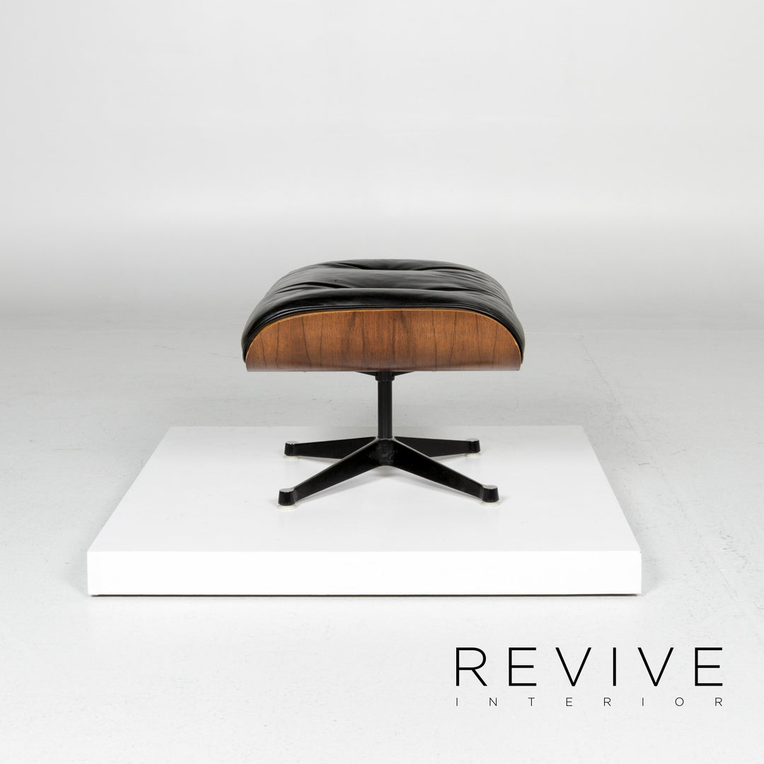 Vitra Eames Lounge Chair Leather Armchair Black incl. Stool Rosewood Wood Club Chair #10782