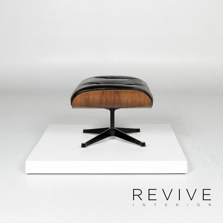 Vitra Eames Lounge Chair Leather Armchair Black incl. Stool Rosewood Wood Club Chair #10782