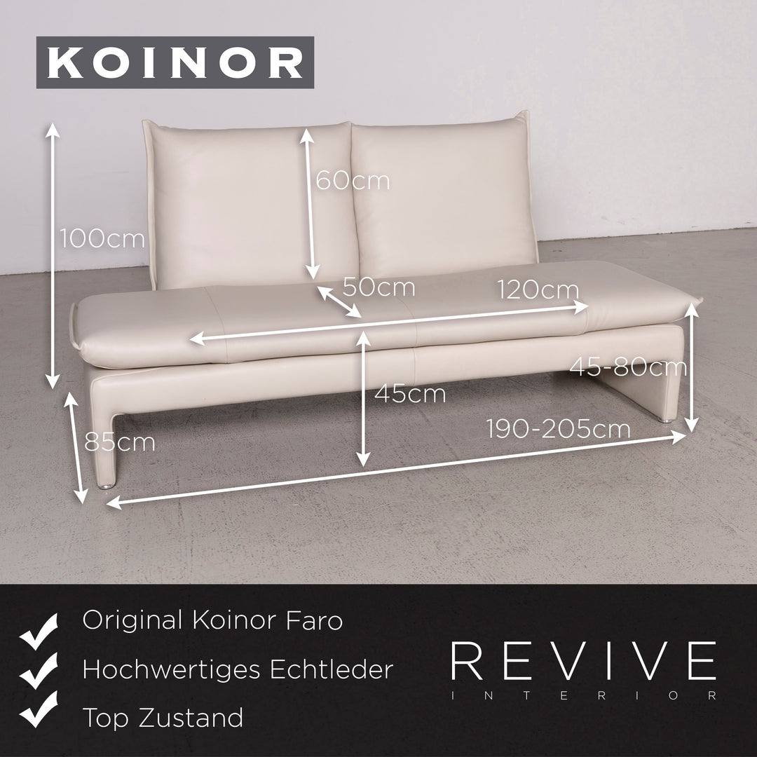 Koinor Faro Designer Leder Creme Sofa Echtleder Zweisitzer Couch #7863