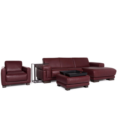 Natuzzi Leder Sofa Garnitur Rot Ecksofa inkl. Beistelltisch Sessel Hocker #10867