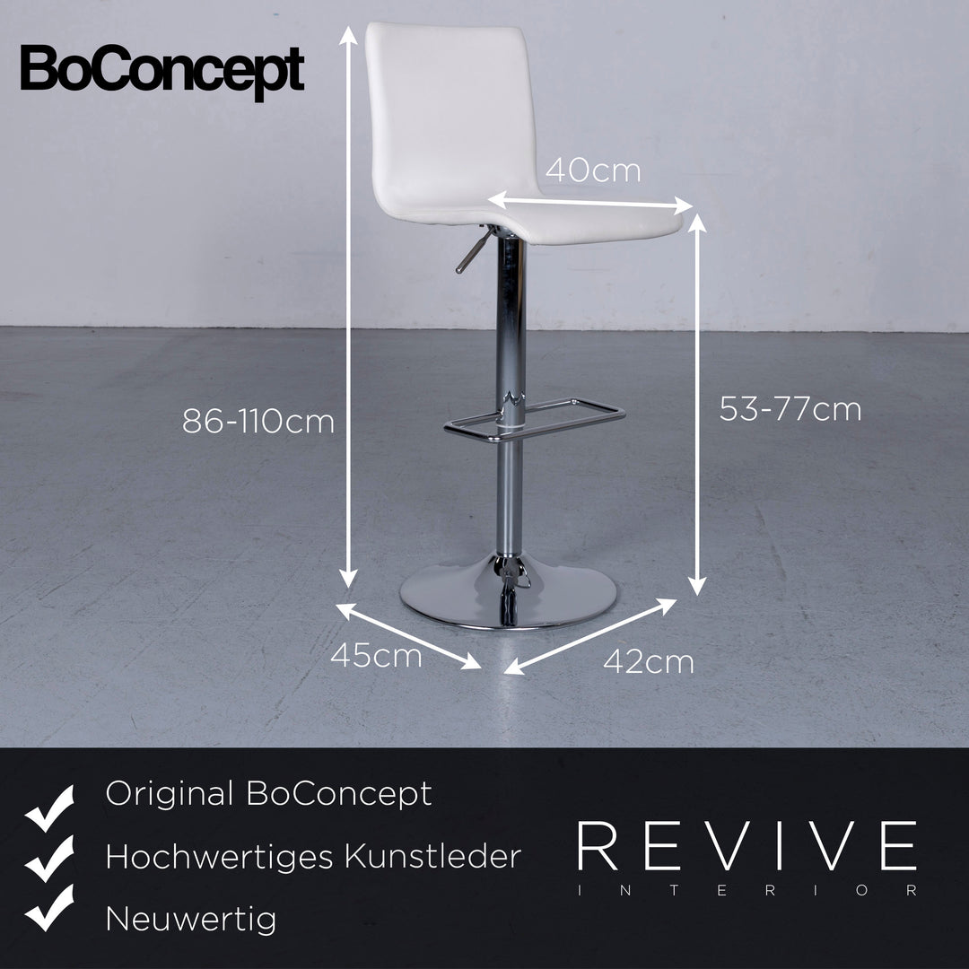 BoConcept Leder Stuhl Weiß Chrom Elegant #6251
