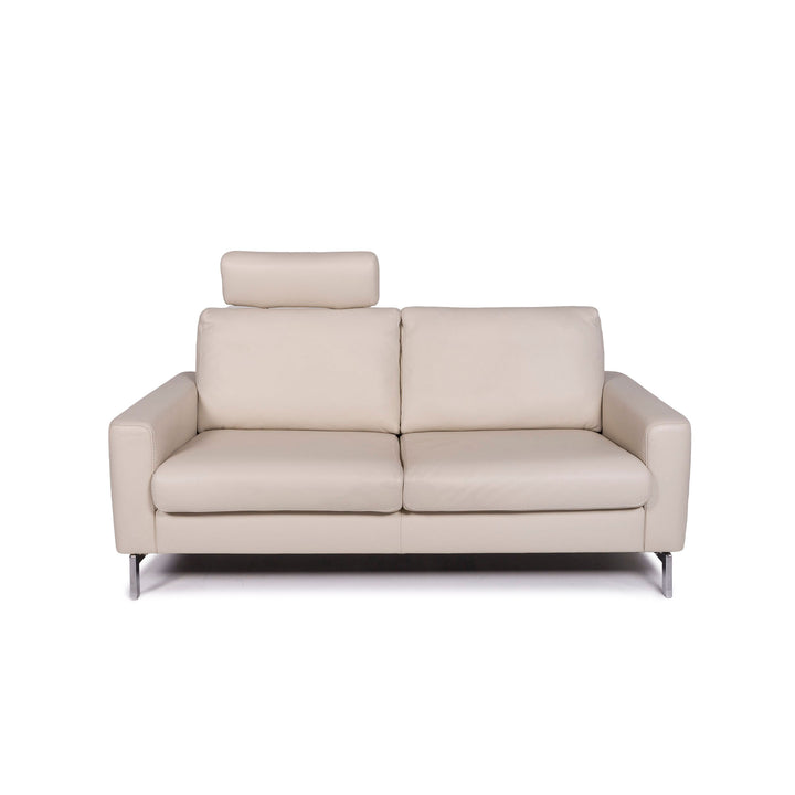 Willi Schillig Leder Sofa Creme Zweisitzer Couch #11643