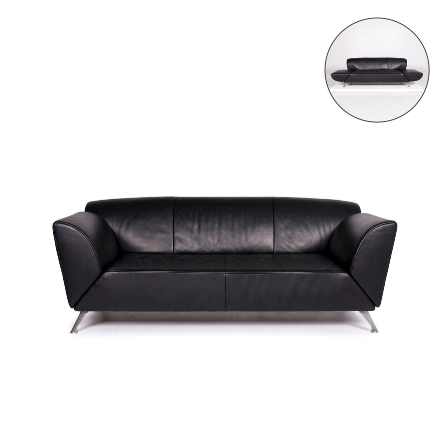 Jori JR-8100 Leather Sofa Black Three Seater Function Couch #11528