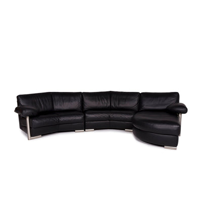 Artanova Medea Leder Ecksofa Schwarz Sofa Couch #11280