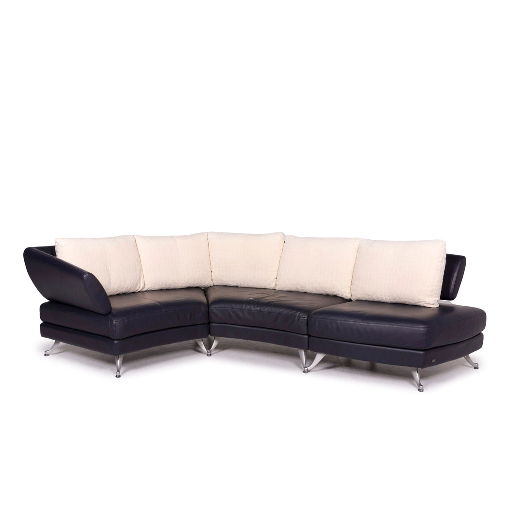 Rolf Benz Leder Ecksofa Blau Dunkelblau Sofa Couch #11915