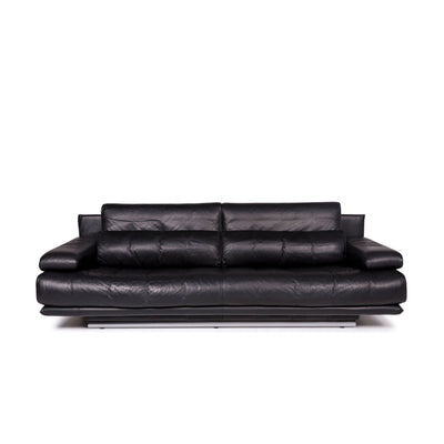 Rolf Benz 6500 Leder Sofa Schwarz Dreisitzer Couch #11908