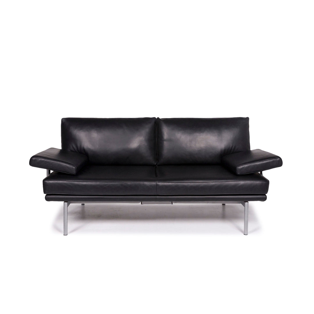 Walter Knoll Leather Sofa Black Two Seater Function Couch #12004